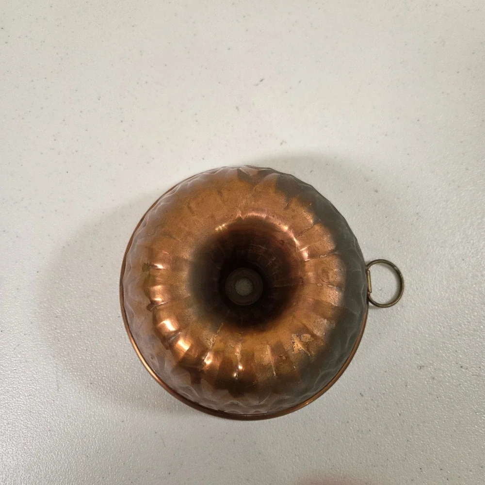 Vintage Copper Bundt Cake Jello Mold Fluted Scalloped Wall Decor Hanging Ring